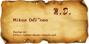Miksa Dénes névjegykártya